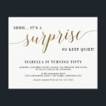 Convite para Festa de aniversário de Surpresa de S<br><div class="desc">Festa de aniversário de Surpresa Dourada de Script de Na moda Moderno.</div>