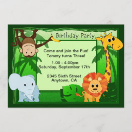 Convite para Festa de aniversário de Tema de Selva