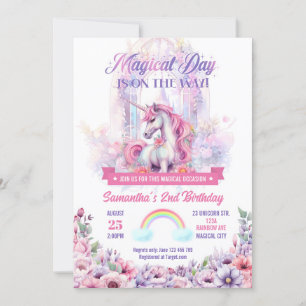 Convite para Festa de Aniversário de Unicórnio e A