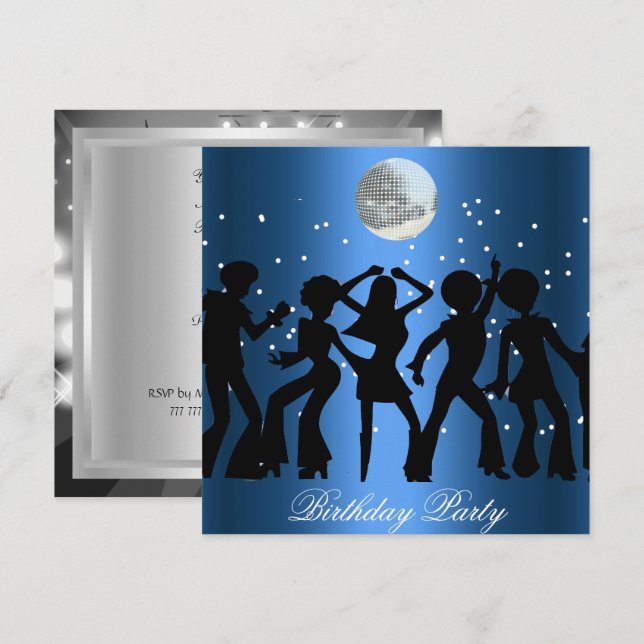 Convite para Festa de Aniversário Disco 70's (Frente/Verso)