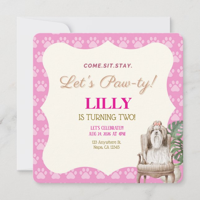 Convite para Festa de Aniversário do Cachorro Pata (Frente)