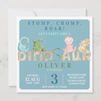 Convite para Festa de aniversário do Dinossauro