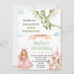 Convite para festa de aniversário do dragão e da p