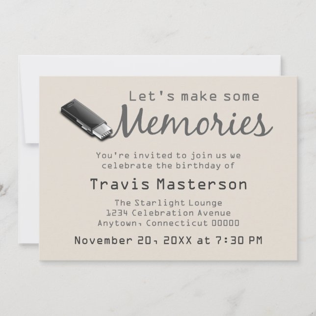 Convite para Festa de aniversário do Flash Drive (Frente)
