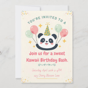 Convite para Festa de Aniversário do Panda Kawaii