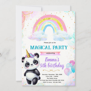 Convite para festa de aniversário do Pandacorn