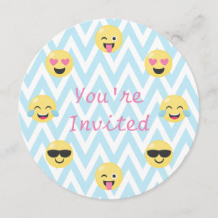 Convite para Festa de aniversário Emoji (redondo c