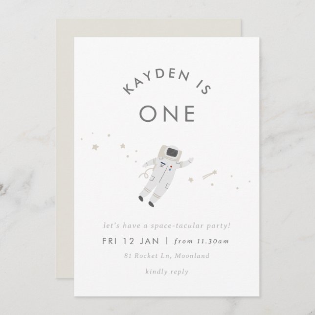Convite para Festa de aniversário Espacial para Cr (Frente/Verso)
