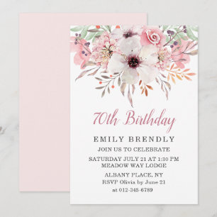 Convite para Festa de aniversário Floral de 70 de 