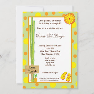 Convite para Festa de aniversário Luau 5x7