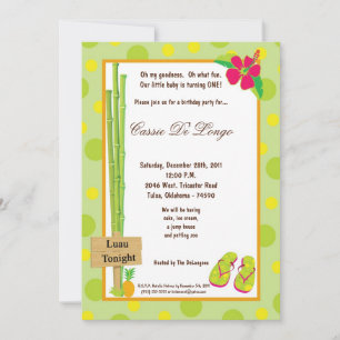 Convite para Festa de aniversário Luau 5x7