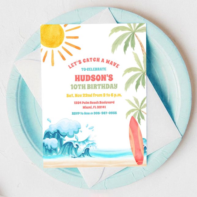 Convite para Festa de Aniversário na Praia (Criador carregado)