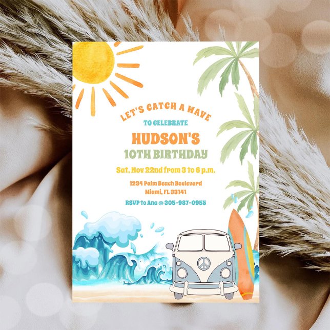 Convite para Festa de Aniversário na Praia (Criador carregado)