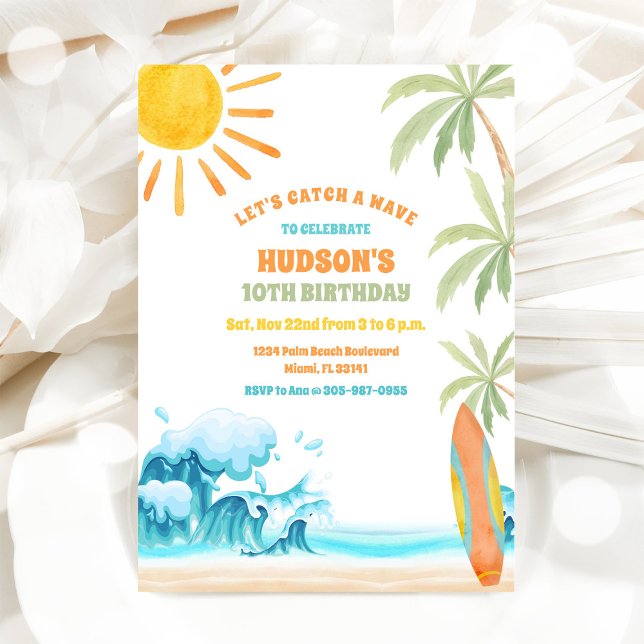 Convite para Festa de Aniversário na Praia (Criador carregado)