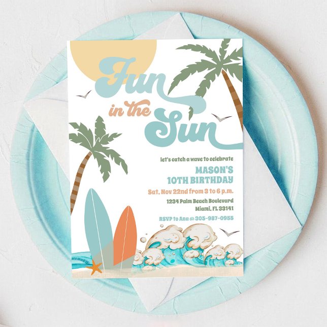 Convite para Festa de Aniversário na Praia (Criador carregado)