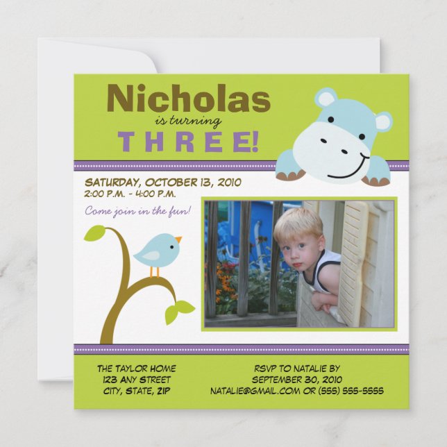 Convite para Festa de aniversário personalizada Hi (Frente)