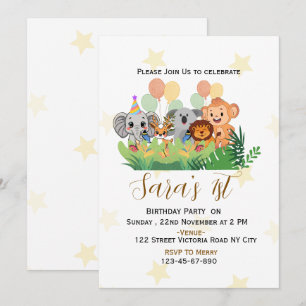 Convite para Festa de Aniversário Safari na Selva