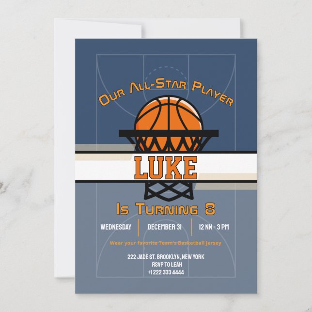 Convite para Festa de Aniversário Slam Dunk (Frente)