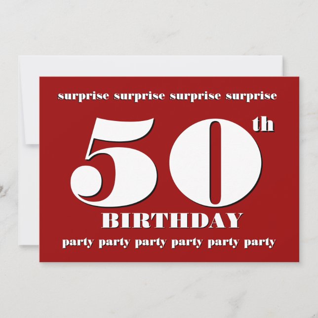 Convite para Festa de Aniversário SURPRESA dos 50  (Frente)