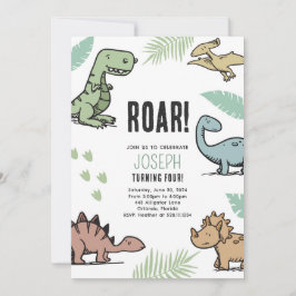Convite para Festa de aniversário T-rex dos dinoss