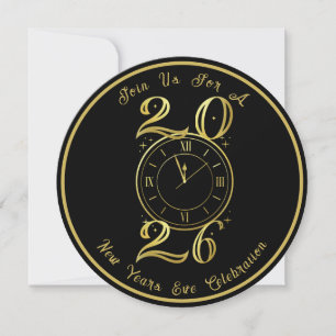 Convite para Festa de Ano Novo 2025 Black Gold