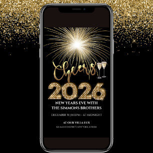 Convite para Festa de Ano Novo 2026 Cheers