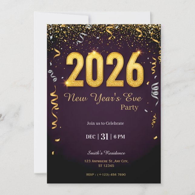 Convite para Festa de Ano Novo | Celebração de Rév (Frente)