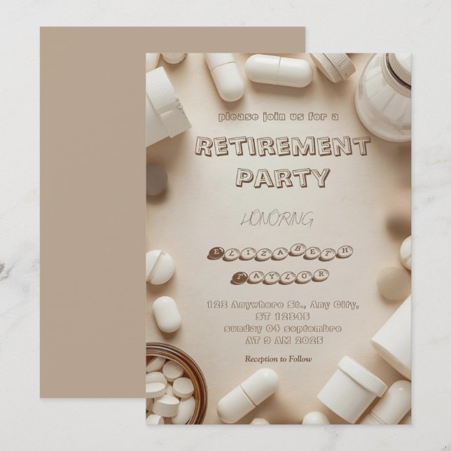 Convite para festa de aposentadoria de farmacêutic (Frente/Verso)