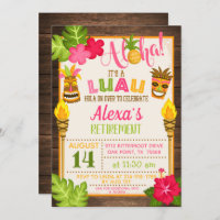 Convite para Festa de Aposentadoria Luau