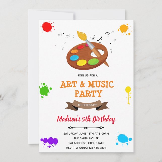 Convite para festa de arte e música (Frente)