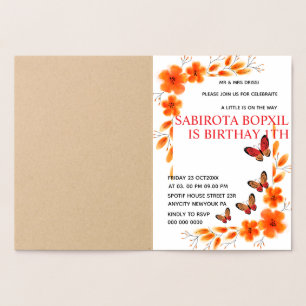 Convite para festa de baby shower com borboleta ro