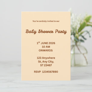 Convite para festa de baby shower cor baunilha