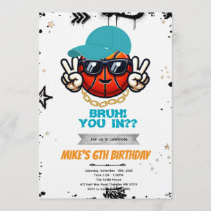 Convite para Festa de Basquete de Adolescente Bruh