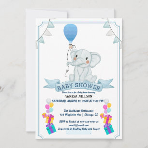 Convite para Festa de Bebê Balão de Elefante