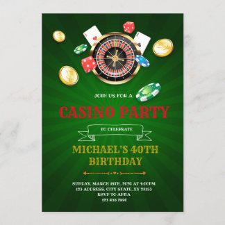 Convite para festa de bingo bunco no cassino