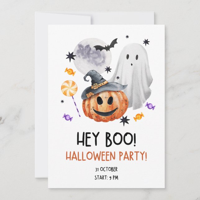 Convite para Festa de Boo Halloween Moderno (Frente)