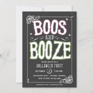 Convite para Festa de Boos e Booze no Halloween