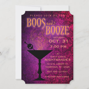 Convite para Festa de Boos e Booze no Halloween