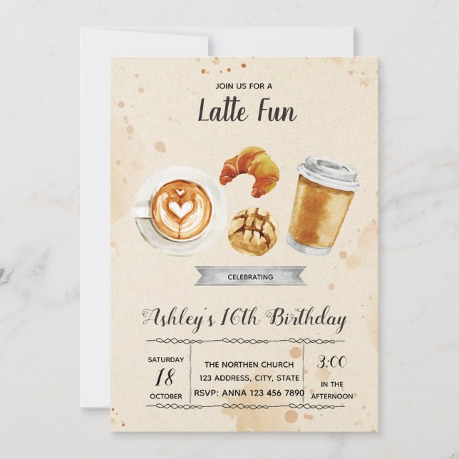 Convite para festa de brunch de café (Frente)