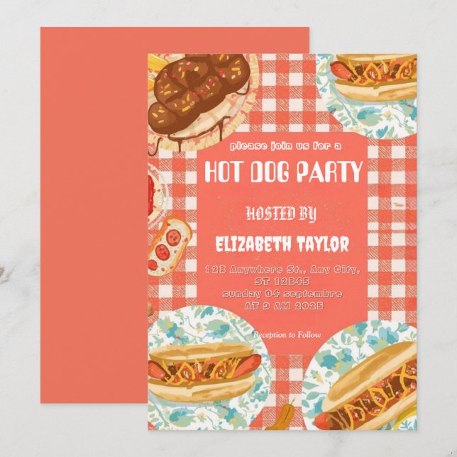 Convite para Festa de Cachorro Quente – Celebração (Frente/Verso)