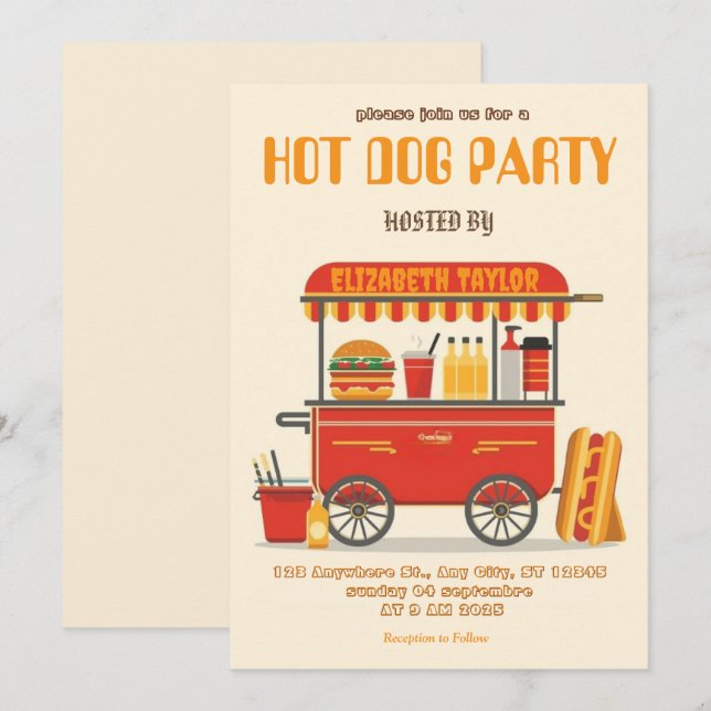 Convite para Festa de Cachorro Quente – Celebração (Frente/Verso)