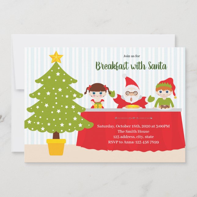 convite para festa de café da manhã com Papai Noel (Frente)