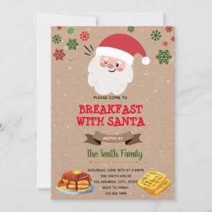 convite para festa de café da manhã com Papai Noel