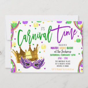 Convite para Festa de Carnaval de Mardi Gras