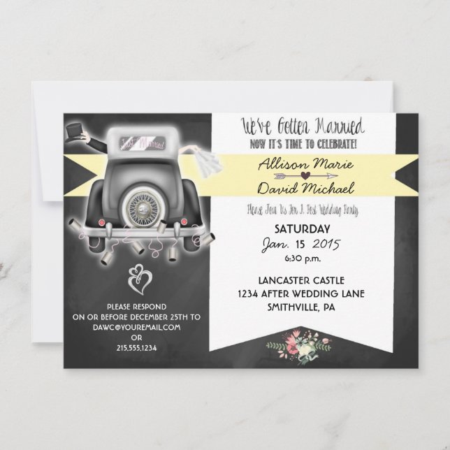 Convite para Festa de casamento de Posto de quadro (Frente)