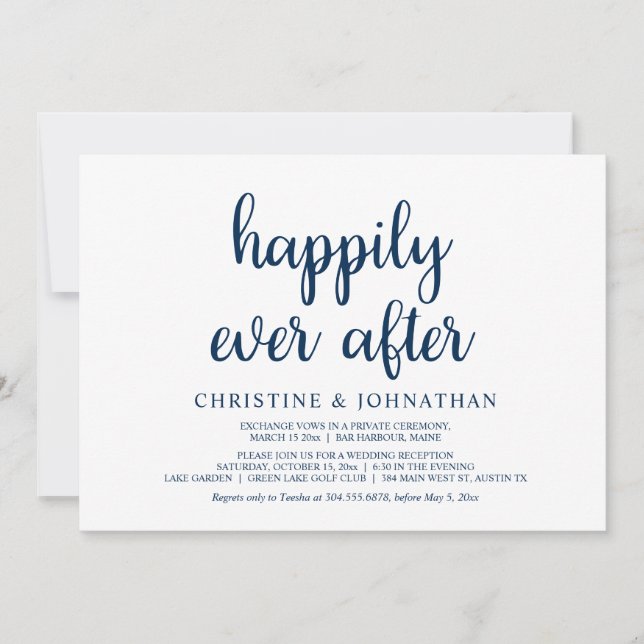 Convite para Festa de Casamento Elopement Felizes  (Frente)