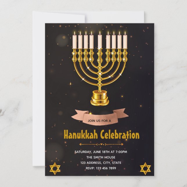 convite para festa de celebração do Hanukkah (Frente)