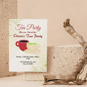Convite para Festa de Chá da Olivia Branco e Verde