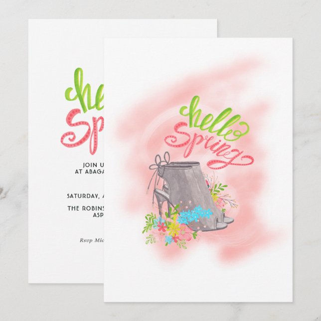 Convite para Festa de Chá de Aniversário de Primav (Frente/Verso)