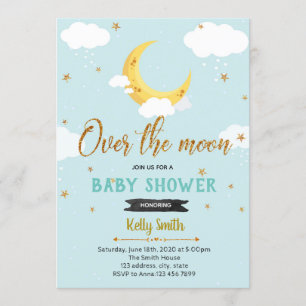 Convite para festa de chá de bebê over the moon